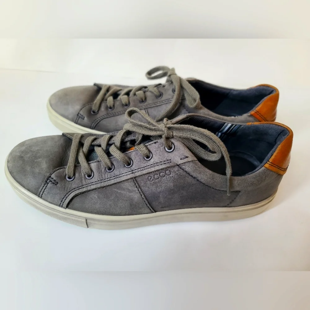 ECCO Leather Men's Soft 7 titanium gray sneakers size 12 - Picture 5 of 12